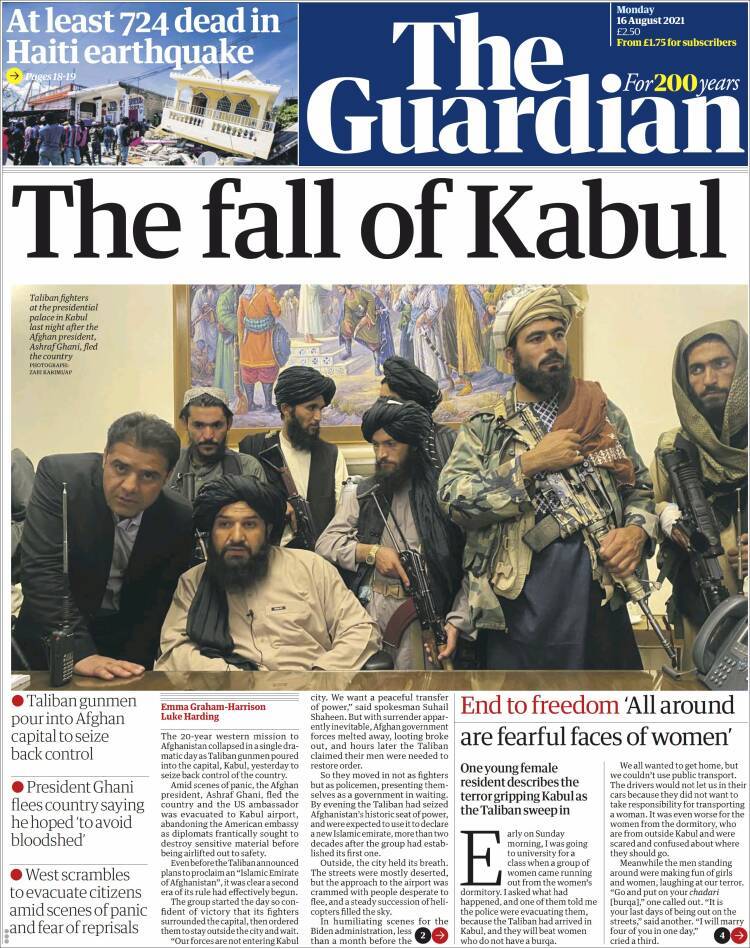 Galeri: Taliban'ın Kabil'e girişi dünya basınında 9