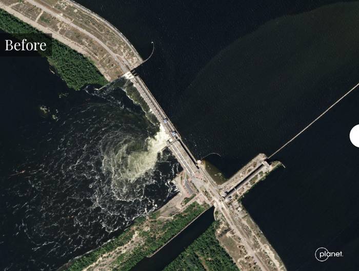 Ukrayna'daki baraj patlaması uydu görüntülerinde 1