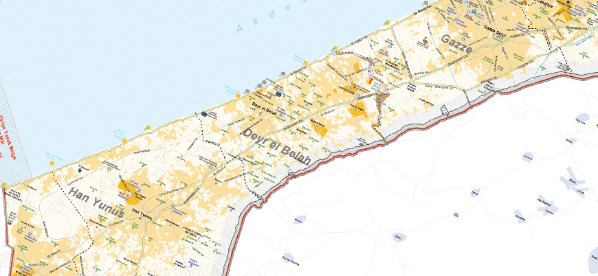 Gazze Şeridi'nin detaylı haritası