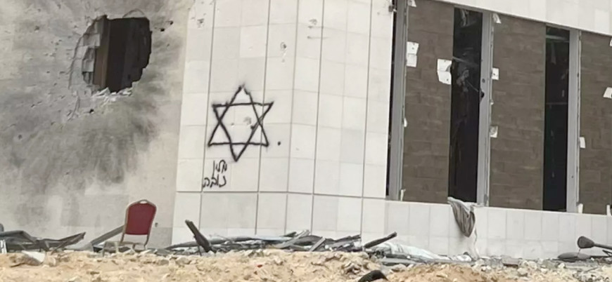 İsrail ordusu Gazze'deki Katar konsolosluğuna Davut Yıldızı çizdi