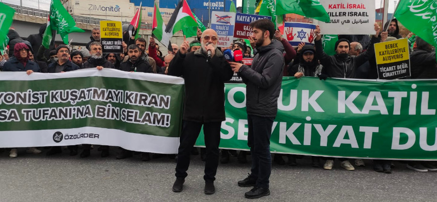 İstanbul'da yüzlerce kişi 'Limanlar İsrail'e Kapatılsın' diye haykırdı