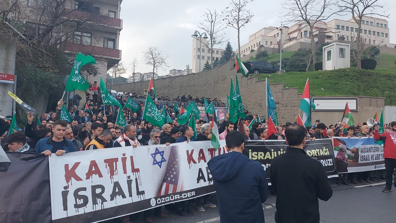 İsrail'in Gazze'deki katliamları İstanbul'daki ABD Konsolosluğu önünde protesto edildi