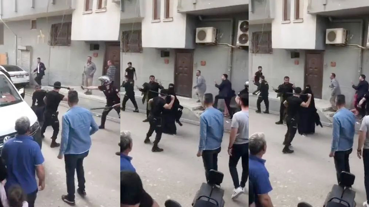 Adana'da polis çarşaflı hamile kadını darp etti