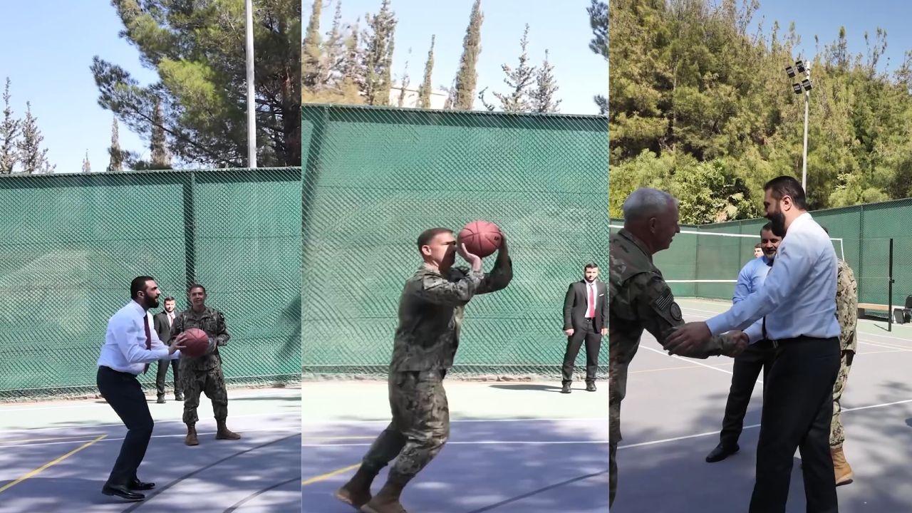 Suriye lideri Ahmed Şara ABD'li generallerle basketbol oynadı